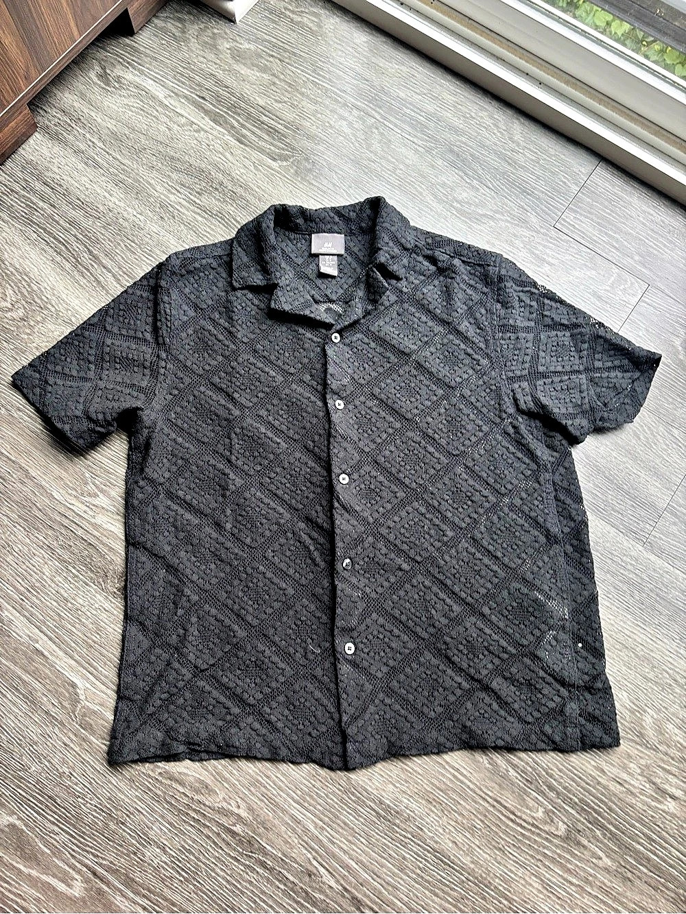 H&M Sheer Crochet-look Button Up